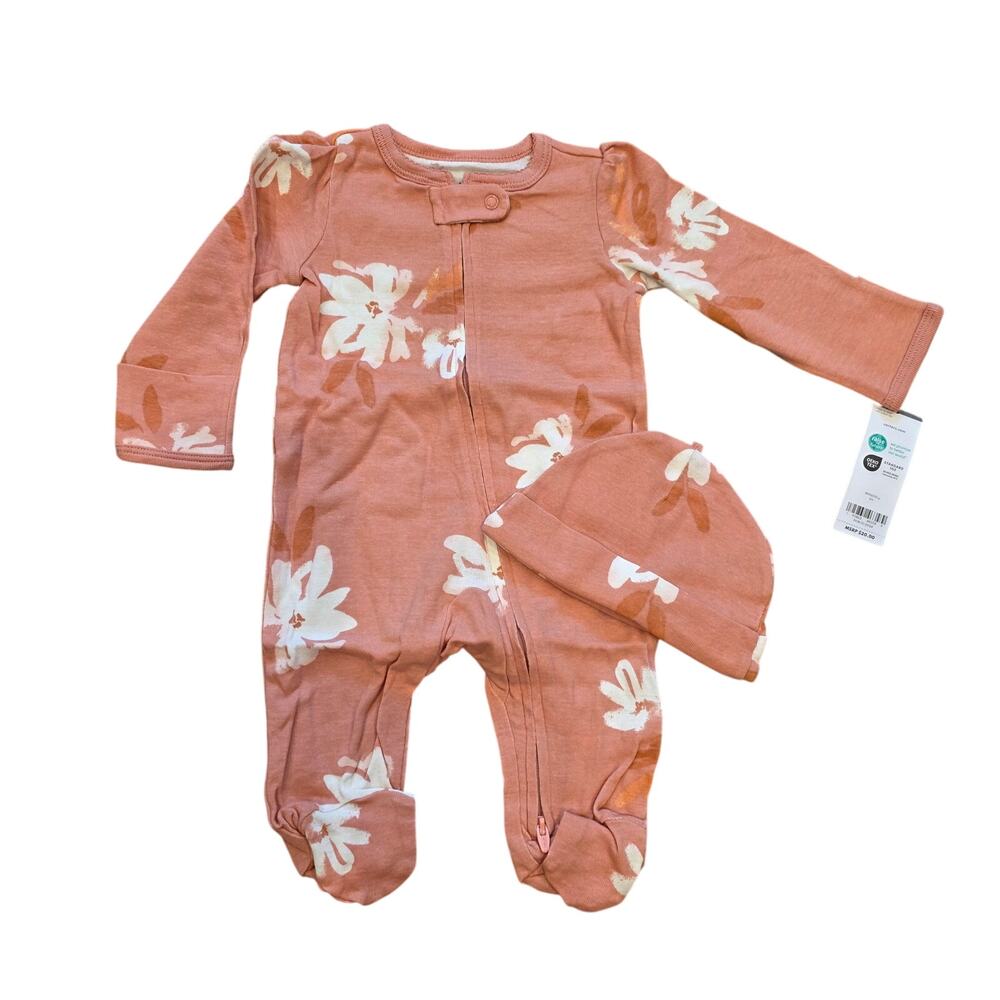 NWT Carter's floral footsies and matching cap set sz 3mo